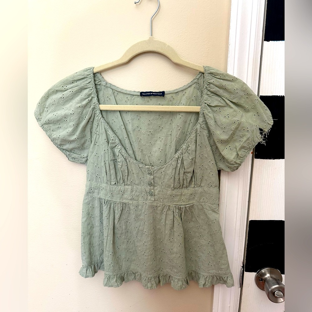 Brandy Melville Blair Floral Eyelet Top